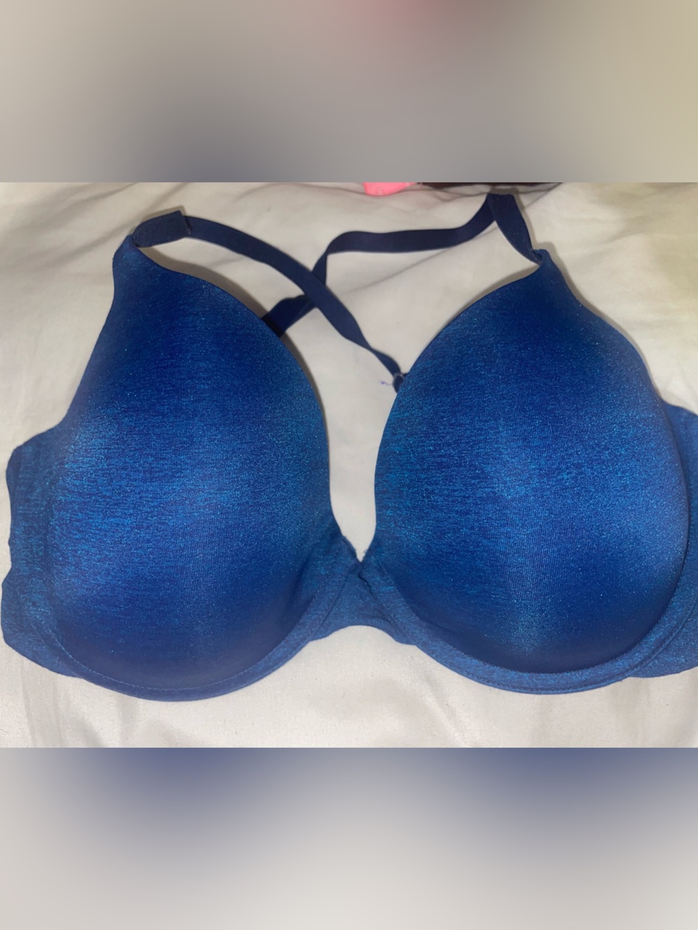 VICTORIA SECRET UPLIFT SEMI DEMI BRA SIZE 34DD Blue EUC LOGO